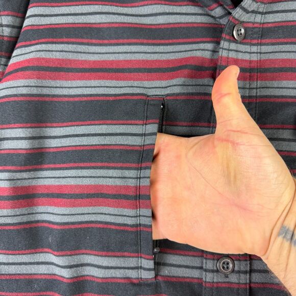 Duluth Trading Co Men's Striped Button Down Shirt - Red and Gray - Picture 9 of 11